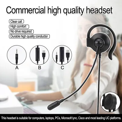 £5.75 • Buy Wired USB Headphones Anti-noise Headset For PC Laptop Call Center Meeting Skype