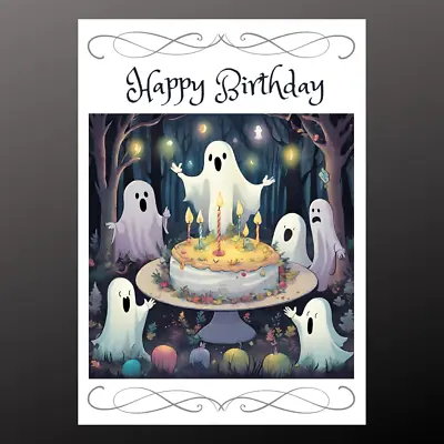 Ghost Birthday Card Personalised Seeded Supernatural Cute Gothic Pagan Wiccan • £3.99