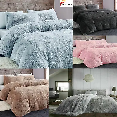 £32.45 • Buy Long Fur Pile Cuddles Hug & Snug Teddy Bear Fleece Duvet Cover Warm Bedding Set