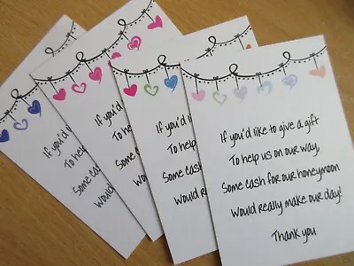 50 Wedding Poem Cards White/Ivory Bunting Money Gift Honeymoon All Colours  • £4.25
