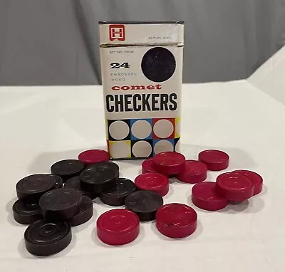 Vintage Wooden Halsam Comet Checkers USA ( 23 Wooden Checkers) (1 RED MISSING) • $10