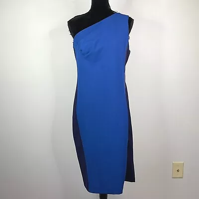 ECI New York  Dress One Shoulder Blue Navy Stretch Womens Large Lined • $19.99
