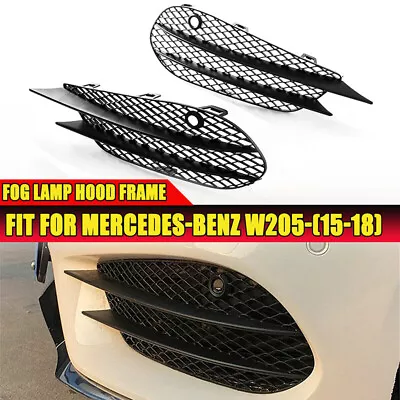 Fog Light Air Vent Grille Covers For 15-18 Mercedes Benz W205 C300 C43 AMG Black • $65.99