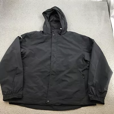 LL Bean Windbreaker Jacket Mens XL Black Nylon Full Zip Hoodie 45123 • $19.99