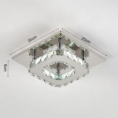 Modern LED Ceiling Lights Crystal Square Round Chandeliers Aisle Hallway Light • £13.99