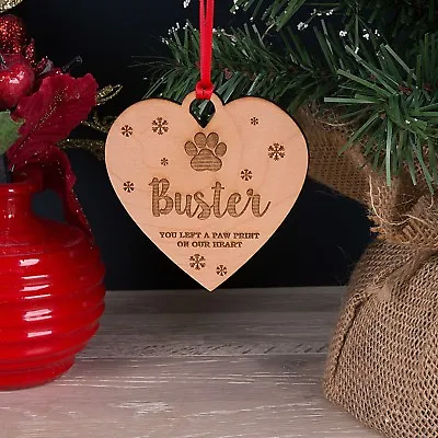 Wooden Personalised Dog Cat Pet Memorial Christmas Tree Decoration Bauble Gift  • £3.95