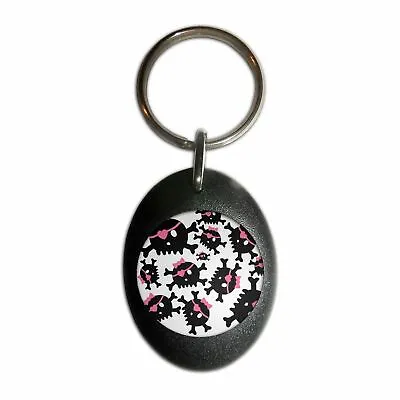 £3.99 • Buy Skull Bow Pattern - Plastic Oval Key Ring Colour Choice New