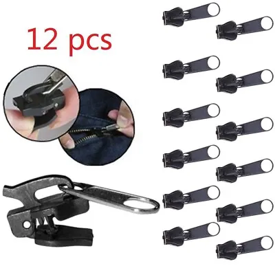 Zip Slider Replacement 3 Sizes 12Pieces No Tools Universal Zip Fixers Zip Repair • £3.82