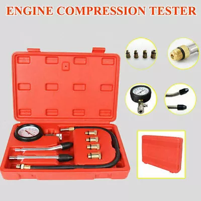 Automotive Petrol Gas Engine Cylinder Compression Tester Gauge Auto Tool Box • $18.99