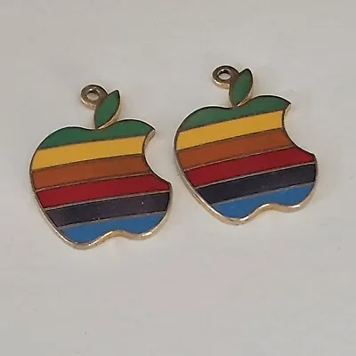 Vintage Apple Computer Cloisonne Logo Charm Pendants Jewelry Earrings Necklace • $49.99