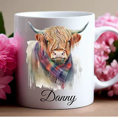 Personalised Highland Cow Mug - Beautiful Cow - Ceramic 11oz Mug • £6.99