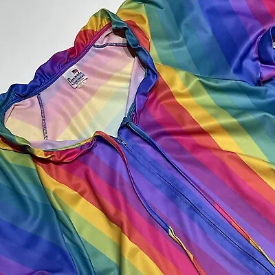 Granada USA Rainbow Stripes Kaftan Vintage Dress Beach Cover Up Mumu Hippie A66 • $51