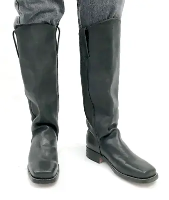 Black Leather Boots With Knee Flap - Historical Reenactment Civil War - Size 8 • $198