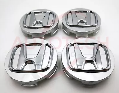 Set Of 4 Honda Silver Wheel Rim Center Caps Chrome Logo 69MM/2.75 • $17.99