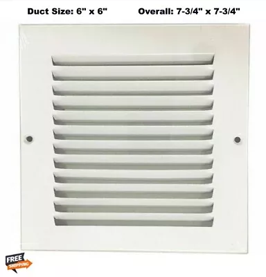 Square Vent Cover Grille  6  X 6 Duct Size  White  Air Return Sidewall Ceiling • $15.97