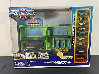 Micro Machines Micro Gas N’ Dash Expanding Playset W/ 10 Exclusive Vehicles NEW! • $16.99