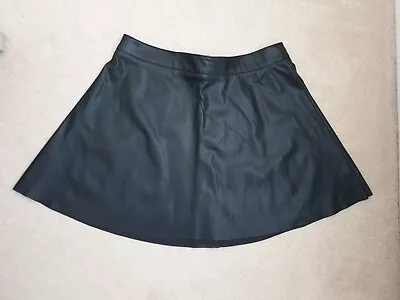 H&M Black Faux Leather Mini Pencil Skirt Size 12 • £7