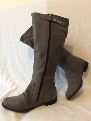£30 • Buy Red Herring Shoe-Licious! Grey Knee High Leather Boots Size 4