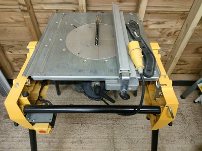 £375 • Buy DEWALT DW 742 FLIP OVER TABLE SAW / CHOP MITRE SAW 110V With BLADE And LEGS