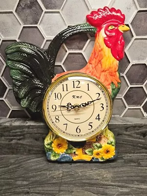 Vintage KMC Ceramic Rooster Clock *WORKS GREAT* 😃 🐓 • $26