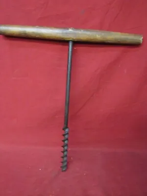 Early Primitive Antique T Handle Wood Auger Barn Beam Hand Drill #11 • $25.49