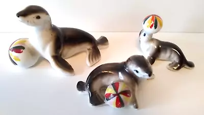 Lot Of 3 Vintage Miniature Figures Circus Seal Family With Ball Fine Bone China • $19.99