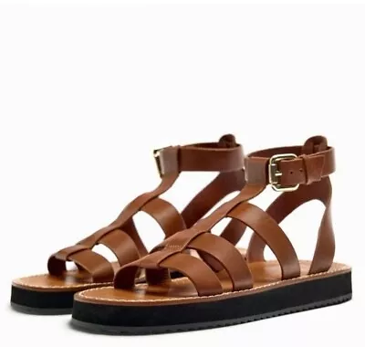 Zara Strappy Authentic Leather Cage Sandals Shoes UK 5 BNWT • £39.99