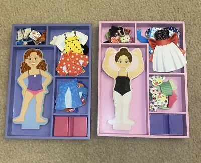 Melissa And Doug 2 Magnetic Dress Up Play Set Maggie Nina Bailarina Wooden #6 • $15