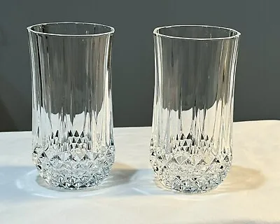 2 Cristal D'Arques LONGCHAMP Crystal HIGHBALL 10oz Flat GLASSES Tumblers 2pc • $16.50