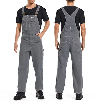 HISEA Men Relaxed Fit Bib Overall Cotton Work Dungarees Casual Jumpsuit Trousers • $40.89