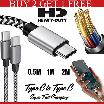 Briaded Super Fast Charger Cable USB C To USB C Charging For All Type C Phones • £2.95
