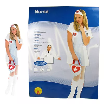 Nurse Party Costume Fancy Dress Womens Sexy Hospital Scrubs Medium 12-14 • £10