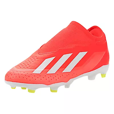 Adidas Jr. X Crazyfast League LL FG Soccer Cleats (Solar Red/White/Solar Yellow) • $80