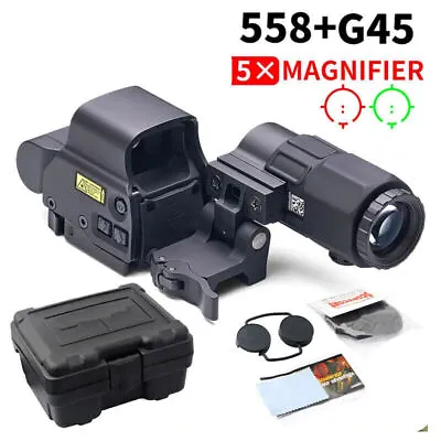 558 Green/Red Dot Holographic Reflex Sight /G45 5X Magnifier Combo With QD Mount • $46.99