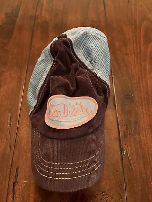 Wrecked Vintage Von Dutch Trucker Hat Adjustable Cap Blue Pink - Dog Chewed • $25