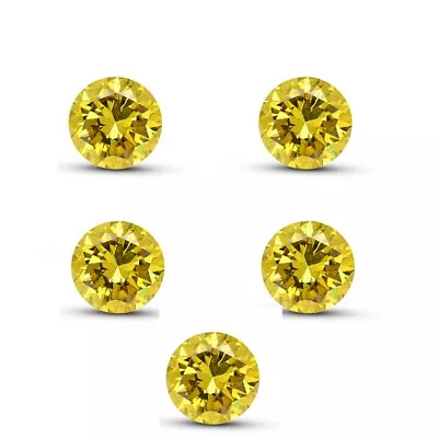 Yellow Diamond Loose Faceted Round Natural 5 Pcs 3.5mm Each • $464.43