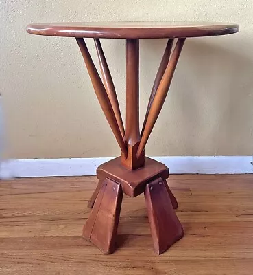 Rare Vintage Maple Wood Side Table Cushman Style ? 4 Leg Intricate Design Great • $275