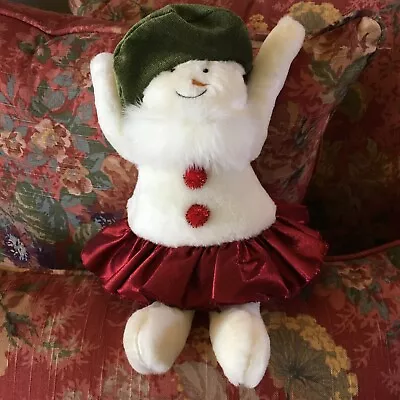 $44.20 • Buy 2012 Woof & Poof Plush Snowman Doll Girl Green Beret Red Satin Skirt Poms 15 