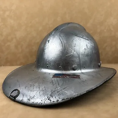 Vintage MSA Skullgard Fiberglass Fireman Firefighter Helmet Silver Hard Hat • $99.99