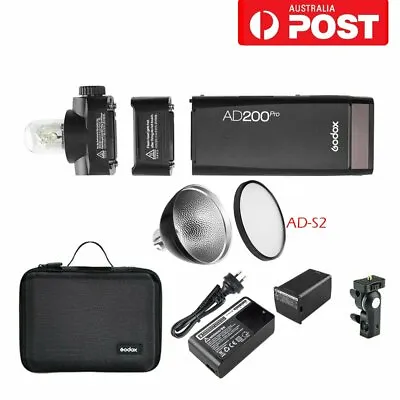 Godox AD200pro TTL Dual Head Pocket Camera Flash Speedlite AD-S2 Reflector Hood • $465.80