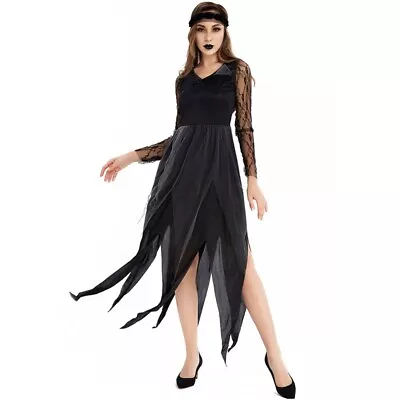 Corpse Bride Costume Graveyard Fancy Dress Halloween Ladies Zombie Ghost Widow • $19.83