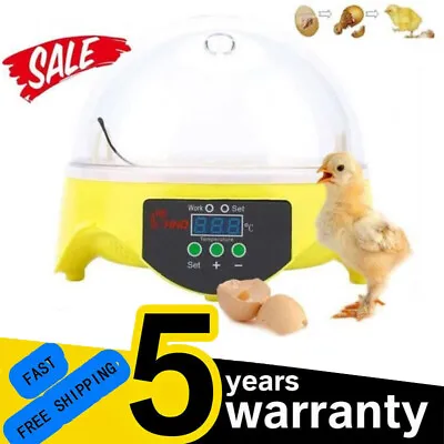 Automatic Digital 7 Egg Incubator Chicken Duck Temperature Control Incubators UK • £24.98