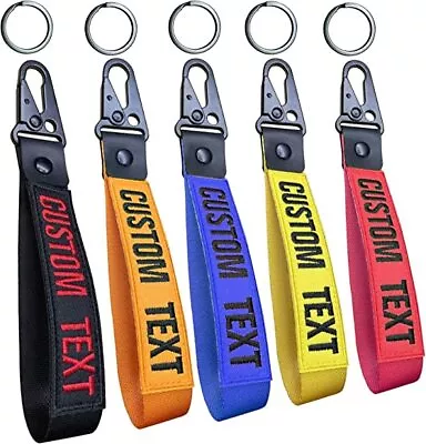 Personalized Keyrings Name Embroidered Keychain Wrist Strap Car Key Tag Custom • £9.34