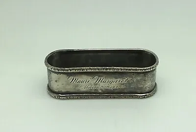 Webster Sterling Silver Napkin Ring Monogram Name Mauri Margaret March 20 1955 • $39.99