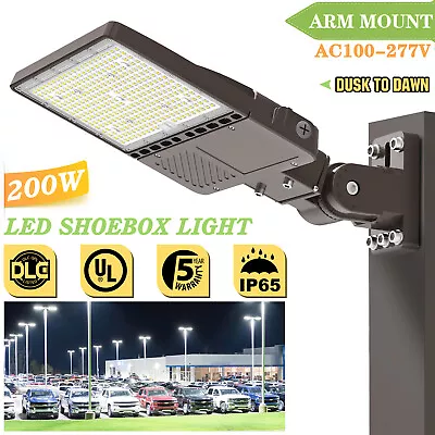 320W LED Parking Lot Light With Photocell Commercial Shoebox Pole Light Outdoor • $125.36