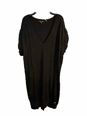 Bcbg Max Azria Womens Vneck  Knit Sweater Dress  In Black Size Xl • $23.99