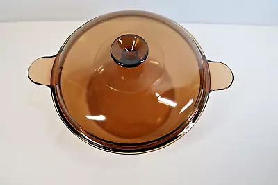 Corning Vision Ware Pyrex Amber 5 Qt 4.5L Dutch Oven Stock Pot & Lid (READ) • $30.95