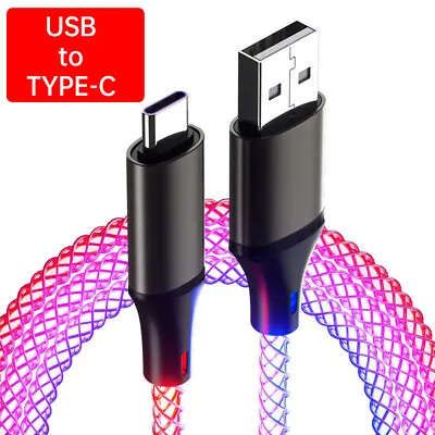 RGB LED Light Up Fast Charging Charger Cable USB Cord For IPhone Android Type C • £2.50