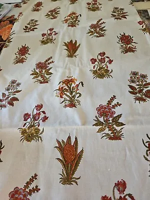 Pottery Barn Table Runner Flowers Print On Cream Lined 108  Long X 18  Wide • $42.99