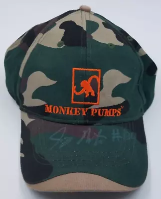 Monkey Pumps Less Work-More Monkey Adjustable Camouflage Baseball Hat Cap Signed • $19.99